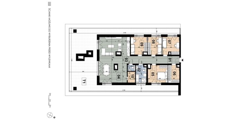 Mieszkanie MD 69: 5 pokoi, 128,25 m², 6. piętro, budynek D, salon z aneksem, 4 sypialnie i taras 102,55 m².